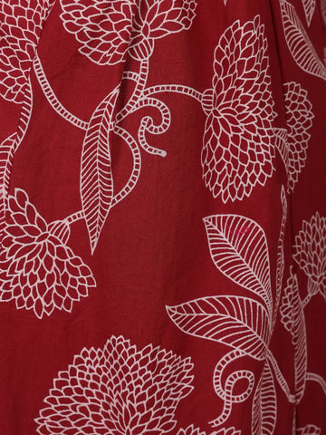 Maroon Floral Printed Cotton Salwar Suit - Diadem