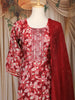Maroon Floral Printed Cotton Salwar Suit with Embroidered Yoke