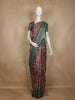 Maroon Floral Printed Design Semi Tussar Saree with Green Border