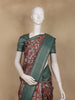 Maroon Floral Printed Design Semi Tussar Saree with Green Border