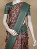Maroon Floral Printed Design Semi Tussar Saree with Green Border
