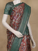 Maroon Floral Printed Design Semi Tussar Saree with Green Border