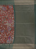 Maroon Floral Printed Design Semi Tussar Saree with Green Border