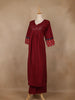Maroon Floral Printed Mirror Embllishment Cotton Salwar Suit - Diadem