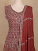 Maroon Floral Sequins Embroidered Design Georgette Palazzo Suit