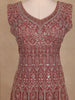 Maroon Floral Sequins Embroidered Design Georgette Palazzo Suit