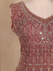 Maroon Floral Sequins Embroidered Design Georgette Palazzo Suit