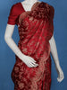 Maroon Floral Woven Banarasi Silk Saree With Scallop Border