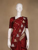 Maroon Floral Woven Banarasi Silk Saree with Zari Pallu - Diadem