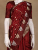 Maroon Floral Woven Banarasi Silk Saree with Zari Pallu - Diadem