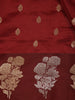 Maroon Floral Woven Banarasi Silk Saree with Zari Pallu - Diadem