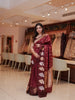 Maroon Floral Woven Banarasi Silk Saree with Zari Pallu - Diadem