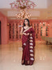 Maroon Floral Woven Banarasi Silk Saree with Zari Pallu - Diadem