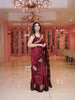 Maroon Floral Woven Banarasi Silk Saree with Zari Pallu - Diadem