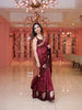Maroon Floral Woven Banarasi Silk Saree with Zari Pallu - Diadem