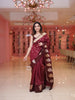 Maroon Floral Woven Banarasi Silk Saree with Zari Pallu - Diadem