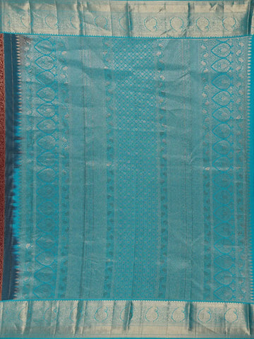 Burgundy Floral Woven Pure Kanchipuram Silk Saree - Diadem