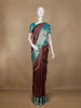 Burgundy Floral Woven Pure Kanchipuram Silk Saree - Diadem