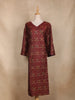 Maroon Geometric Floral Printed Rayon Kurti