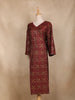 Maroon Geometric Floral Printed Rayon Kurti