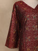 Maroon Geometric Floral Printed Rayon Kurti