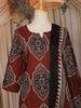 Maroon Geometric Printed Design Cotton Straight Cut Salwar Suit