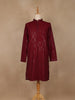 wine Geometric Sequin Design Cotton Kurta - Diadem