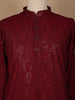 wine Geometric Sequin Design Cotton Kurta - Diadem
