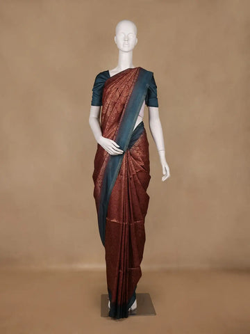 Maroon Geometric Woven Design Tussar Silk Saree With Contrast Border - Diadem