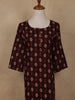 Maroon Leaf Printed Cotton Kurti - Diadem