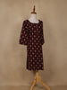 Maroon Leaf Printed Cotton Kurti - Diadem