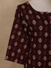 Maroon Leaf Printed Cotton Kurti - Diadem