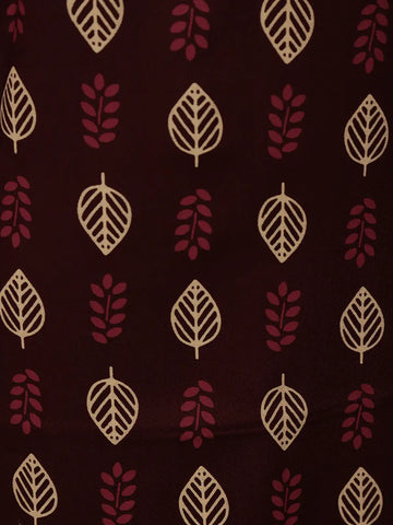 Maroon Leaf Printed Cotton Kurti - Diadem