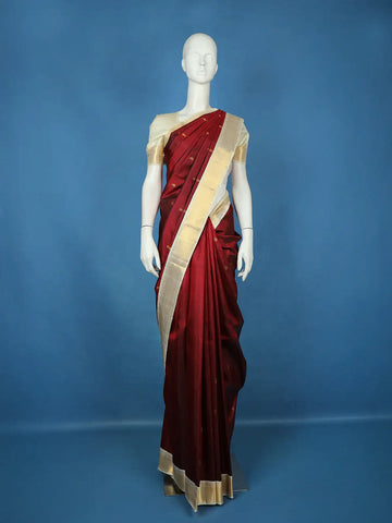 Maroon Paisley Motif Woven Pure Kanchipuram Silk Saree - Diadem