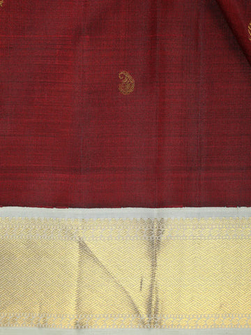 Maroon Paisley Motif Woven Pure Kanchipuram Silk Saree - Diadem