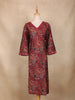 Maroon Paisley and Geometric Printed Rayon Kurti