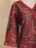 Maroon Paisley and Geometric Printed Rayon Kurti
