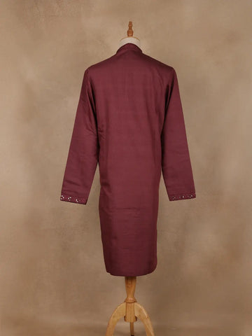 Maroon Solid Design Cotton Kurta - Diadem