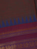 Maroon Solid Design Cotton Saree with Blue Temple Zari Border - Diadem