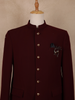 Maroon Solid Design Polynosic Sherwani Suit