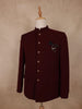 Maroon Solid Design Polynosic Sherwani Suit