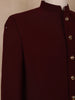 Maroon Solid Design Polynosic Sherwani Suit