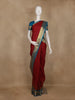 Maroon Striped Design Semi Silk Saree with Contrast Teal Blue Zari Border