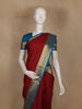 Maroon Striped Design Semi Silk Saree with Contrast Teal Blue Zari Border