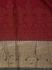 Maroon Stripes Woven Semi Silk Saree with Contrast Grey Zari Border