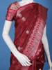 Maroon Woven Floral Design Banarasi Silk Saree - Diadem