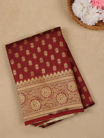 Maroon Floral Design Silk Saree - Diadem