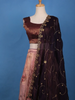 Maroon Floral Embroidered Organza Lehenga - Diadem