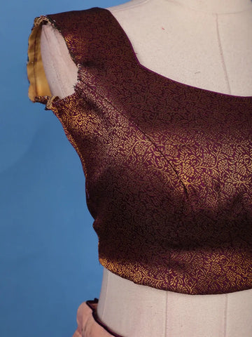 Maroon Floral Embroidered Organza Lehenga - Diadem