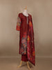 Maroon Floral Printed Shimmer Straight Cut Salwar Suit - Diadem
